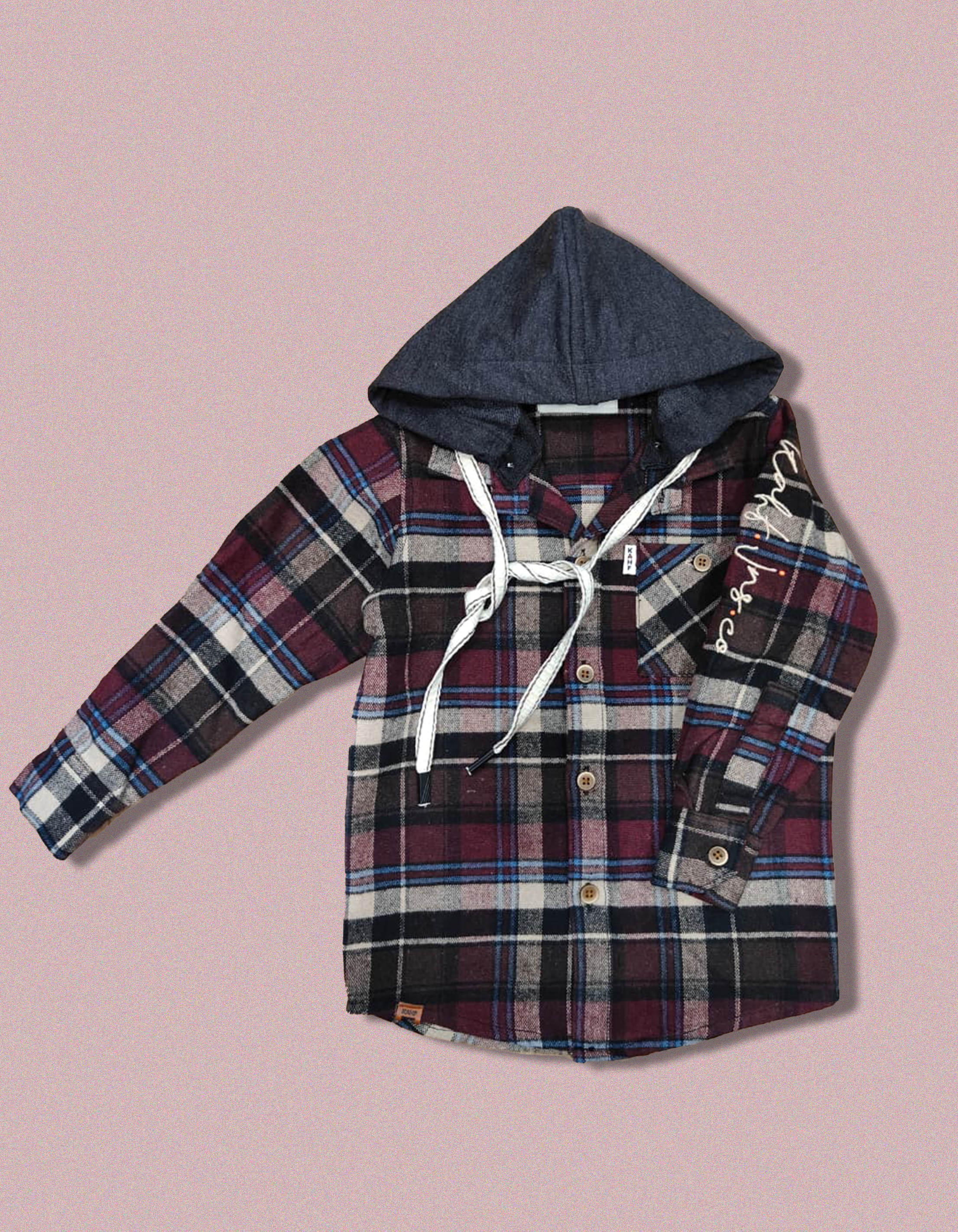 PLUM & ASH HOODED FLANNEL